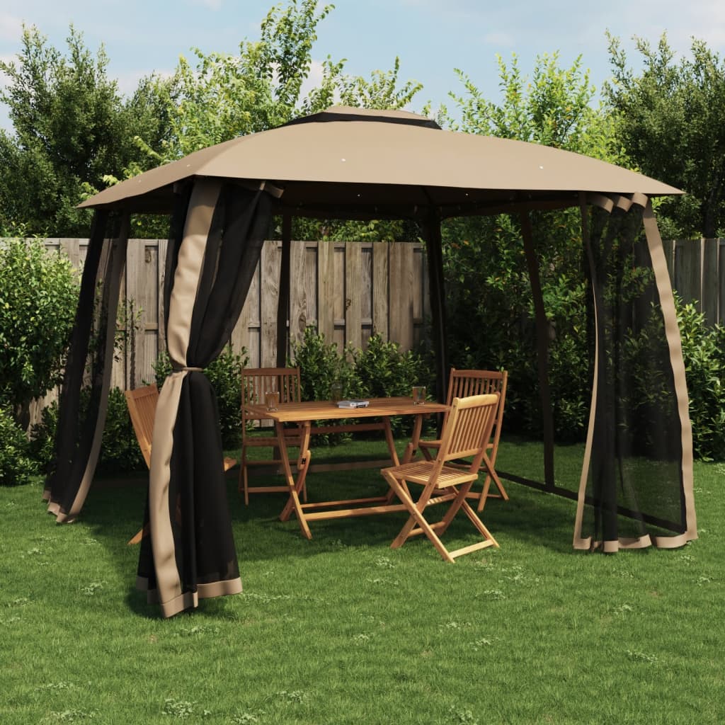 Pavillon 3,93X2,93 M Dobbelt Tag + Meshvægge Stål