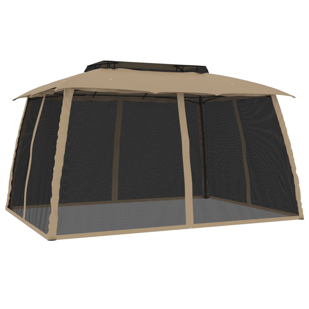 Pavillon 3,93X2,93 M Dobbelt Tag + Meshvægge Stål