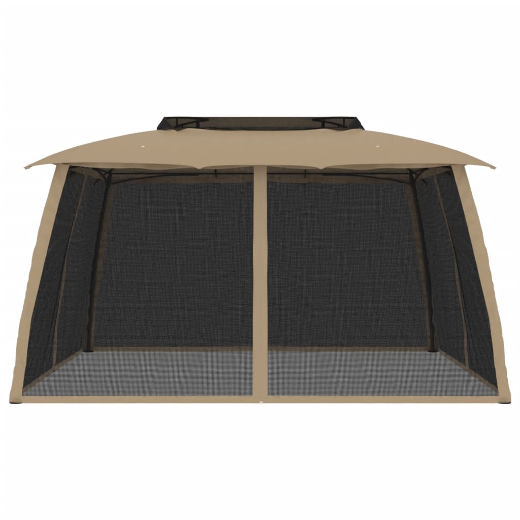 Pavillon 3,93X2,93 M Dobbelt Tag + Meshvægge Stål