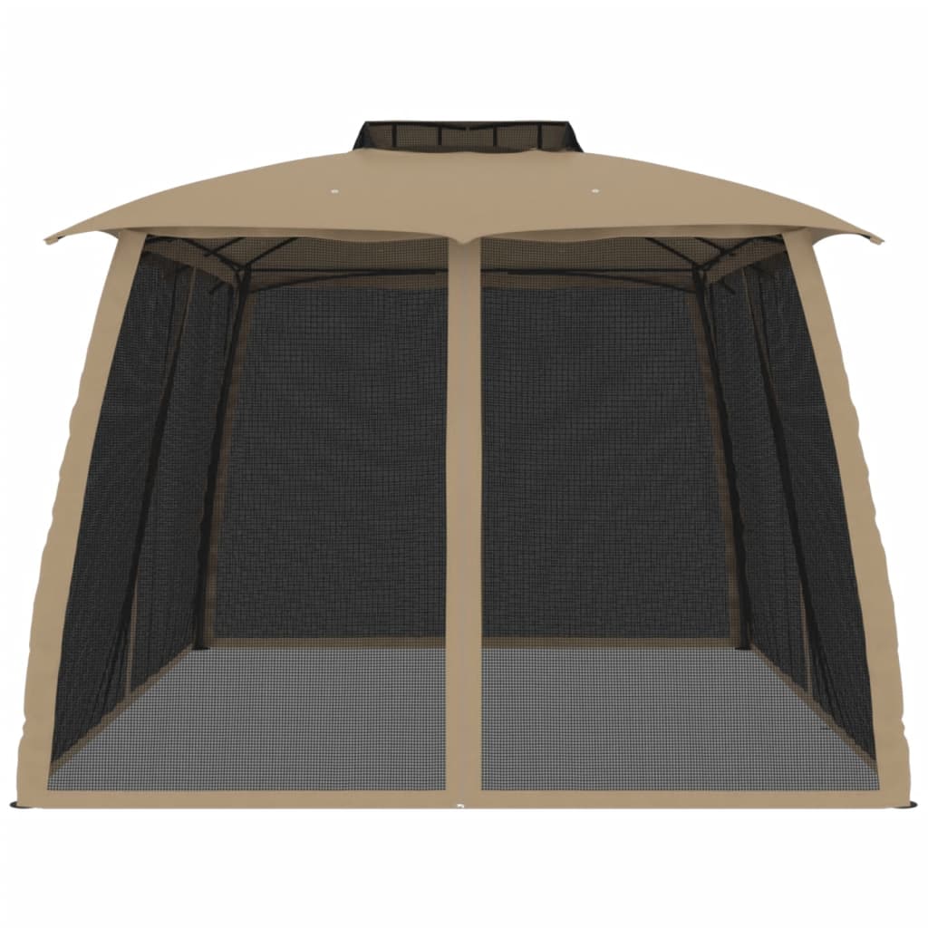 Pavillon 3,93X2,93 M Dobbelt Tag + Meshvægge Stål