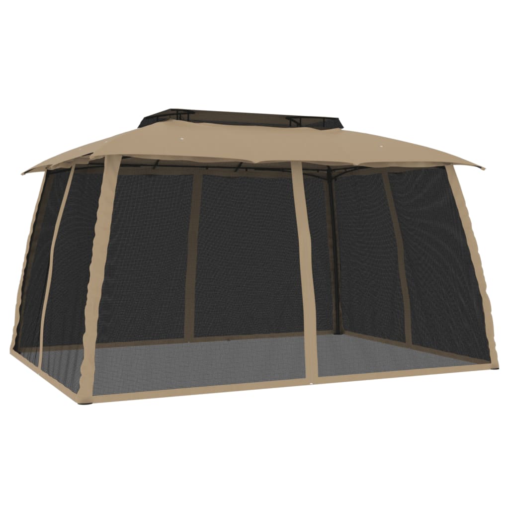 Pavillon 3,93X2,93 M Dobbelt Tag + Meshvægge Stål