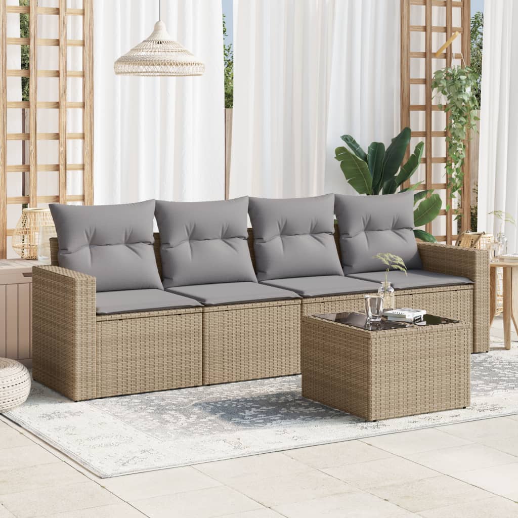 Sofasæt 5 Dele Med Hynder Polyrattan