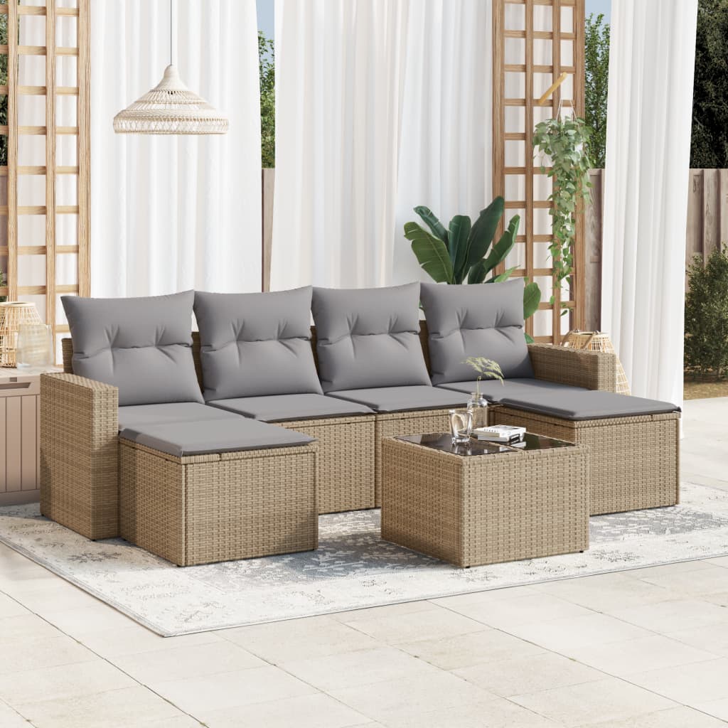 Sofasæt Til Haven 7 Dele Med Hynder Polyrattan