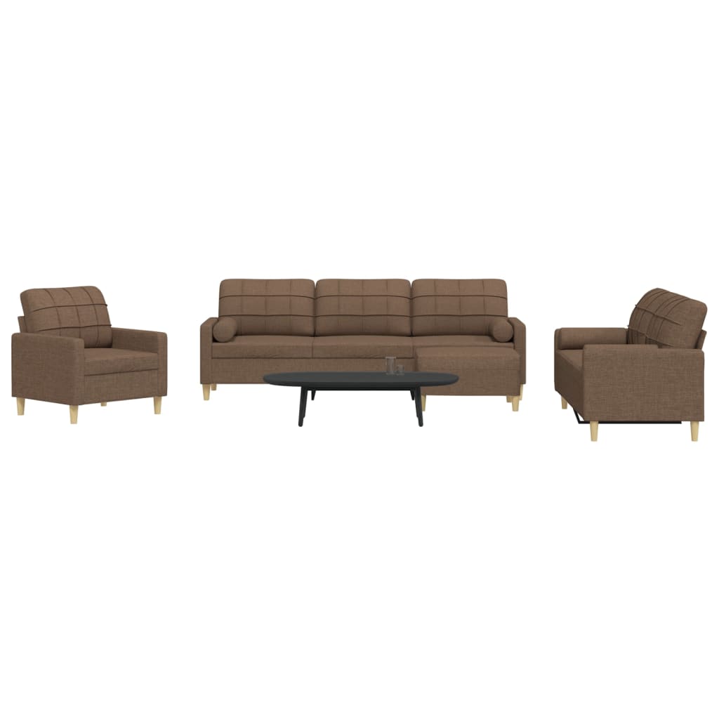 Sofasæt 4 Dele Med Fodskammel Og Pyntepuder Stof