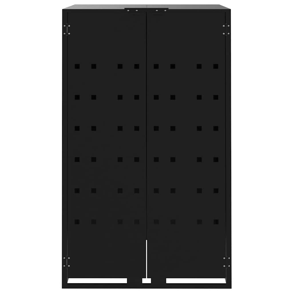 Skraldespandsskjuler 138X79X117 Cm 2 Rum Stål Sort