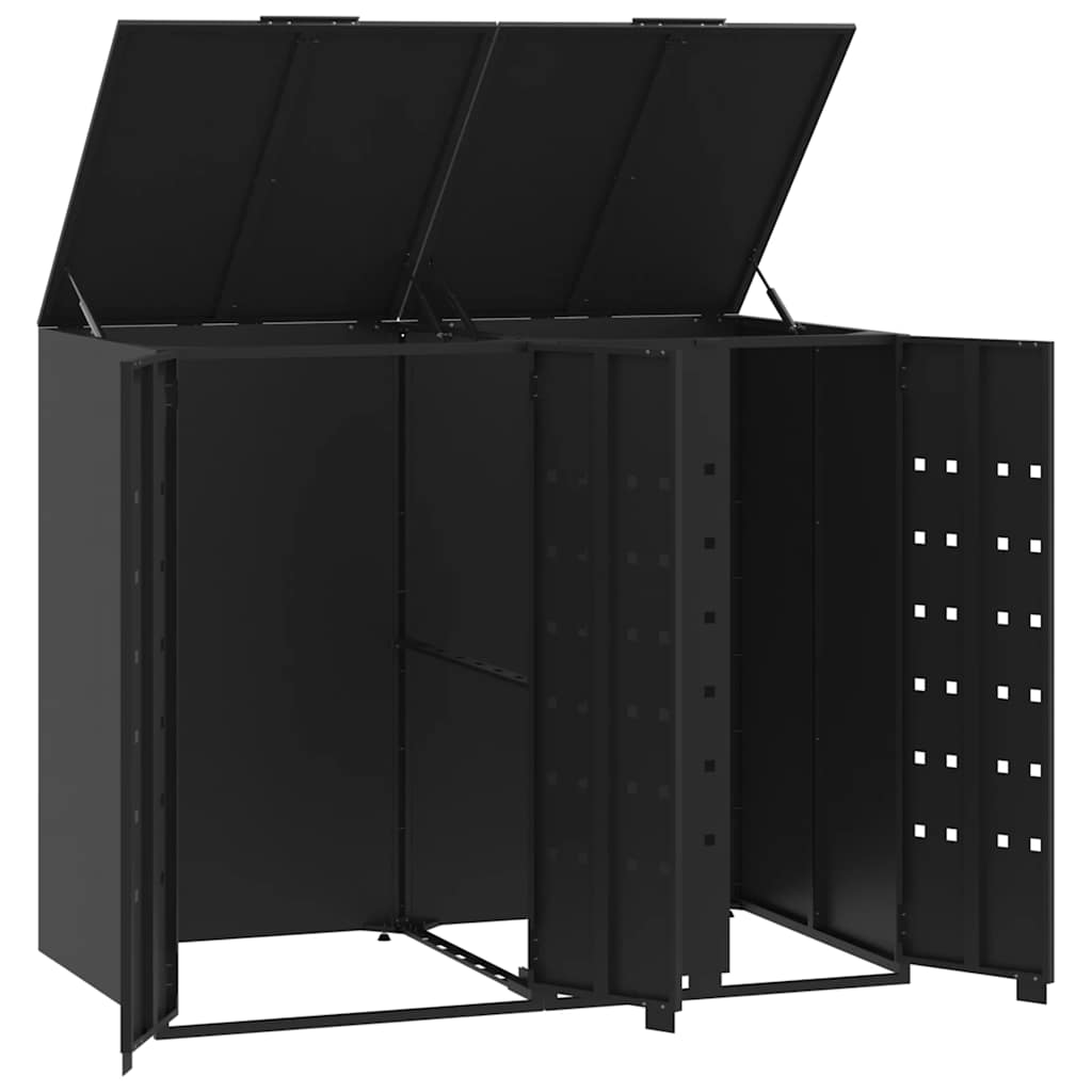 Skraldespandsskjuler 138X79X117 Cm 2 Rum Stål Sort