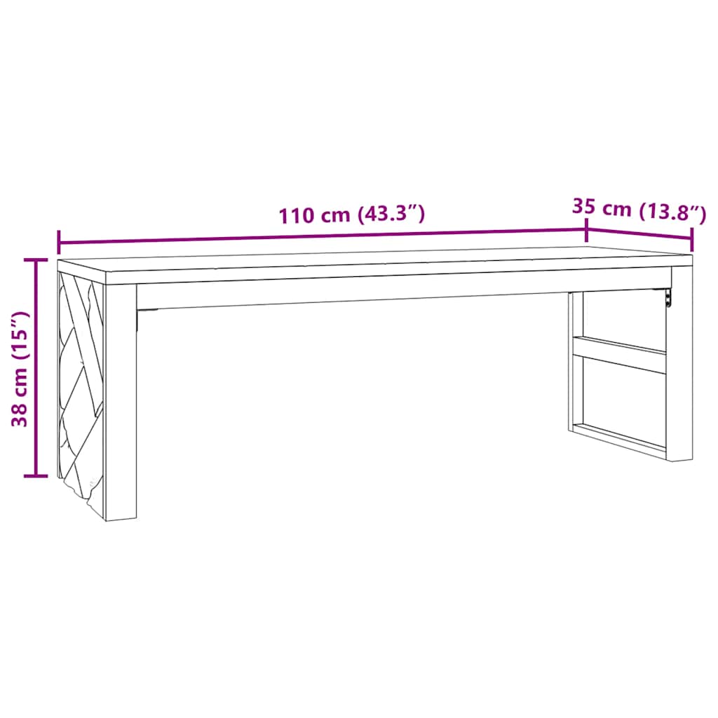 Sofabord 110X35X38 Cm Massivt Teaktræ