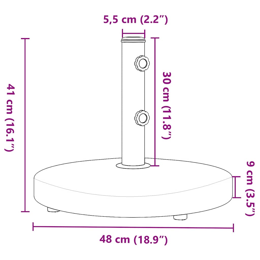 Parasolfod Til Ø32/38/48 Mm Stænger Rund