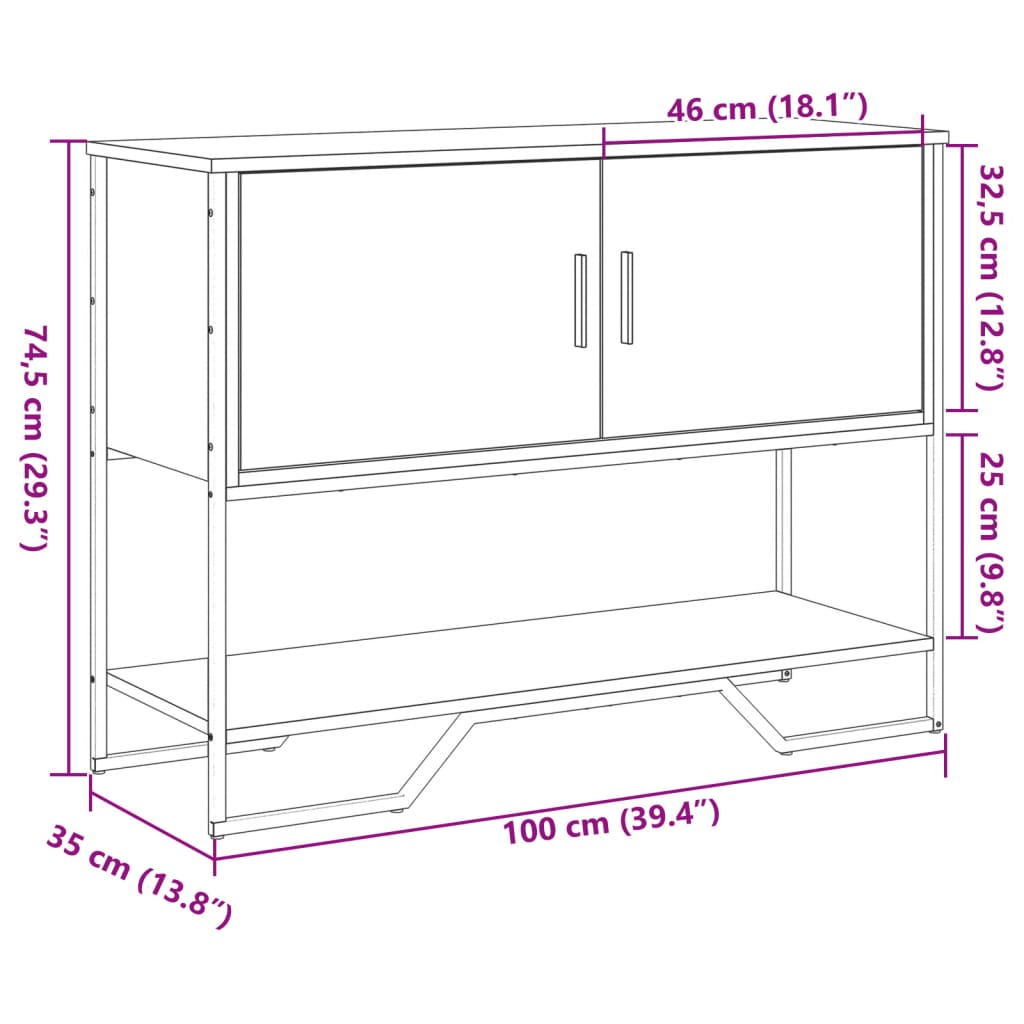 Konsolbord 100X35X74,5 Cm Konstrueret Træ