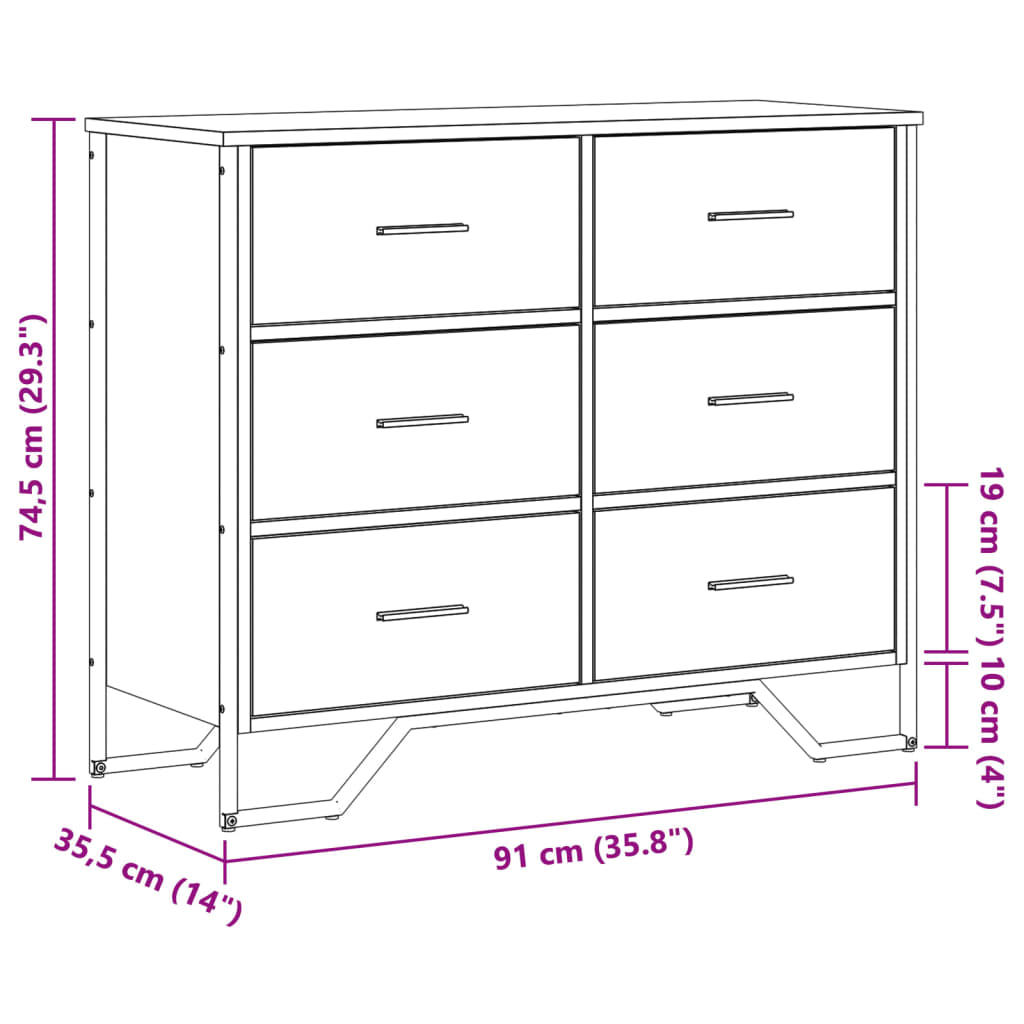Kommode 91X35,5X74,5 Cm Konstrueret Træ