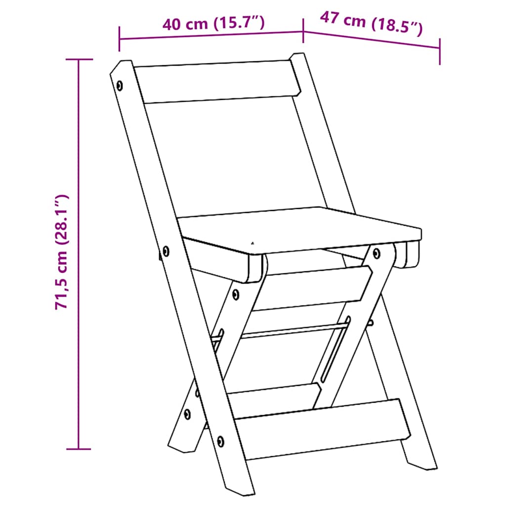 Spisebordsstole 4 Stk. Corona Foldbare Massivt Fyrretræ