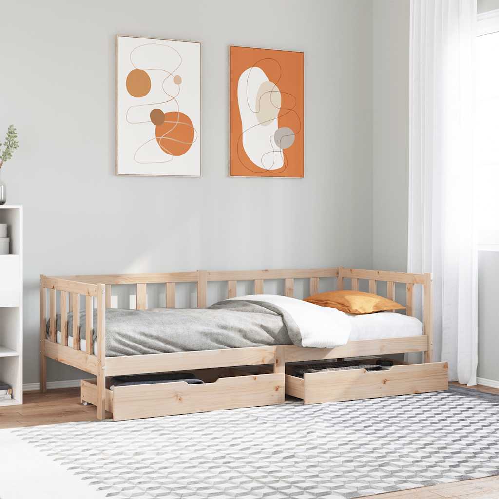Daybed Med Skuffer Massivt Fyrretræ