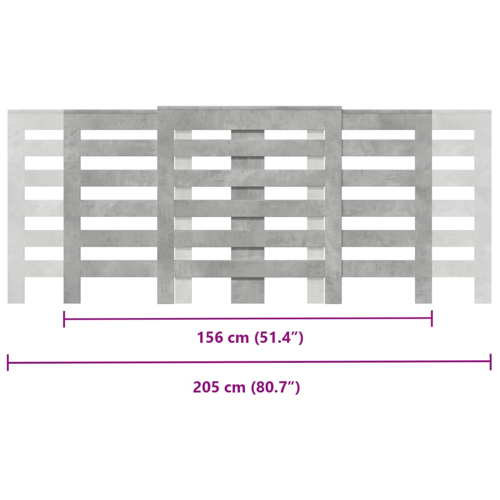 Radiatorskjuler 205X21,5X83,5 Cm Konstrueret Træ Betongrå