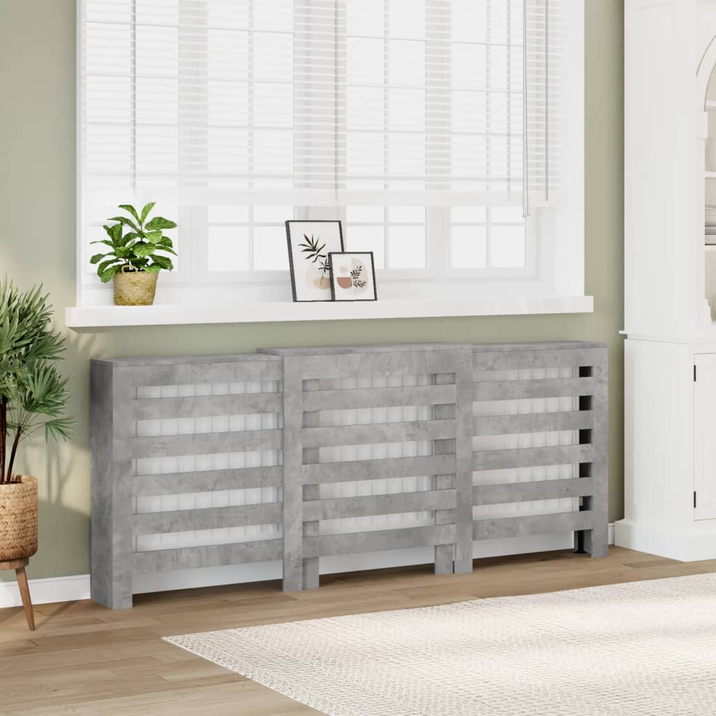 Radiatorskjuler 205X21,5X83,5 Cm Konstrueret Træ Betongrå