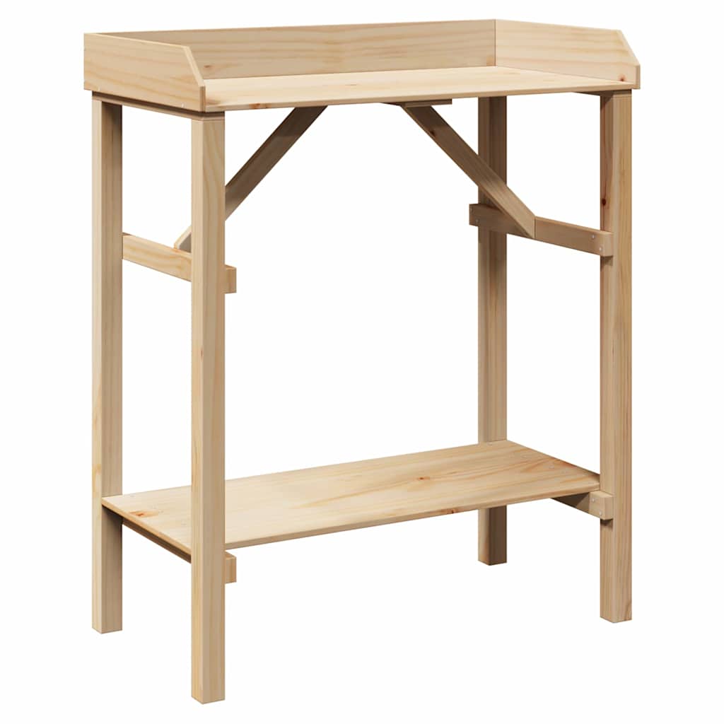 Plantebord Med Hylde Naturfarvet 75 X 40 X 90 Cm Solid Fyrretræ