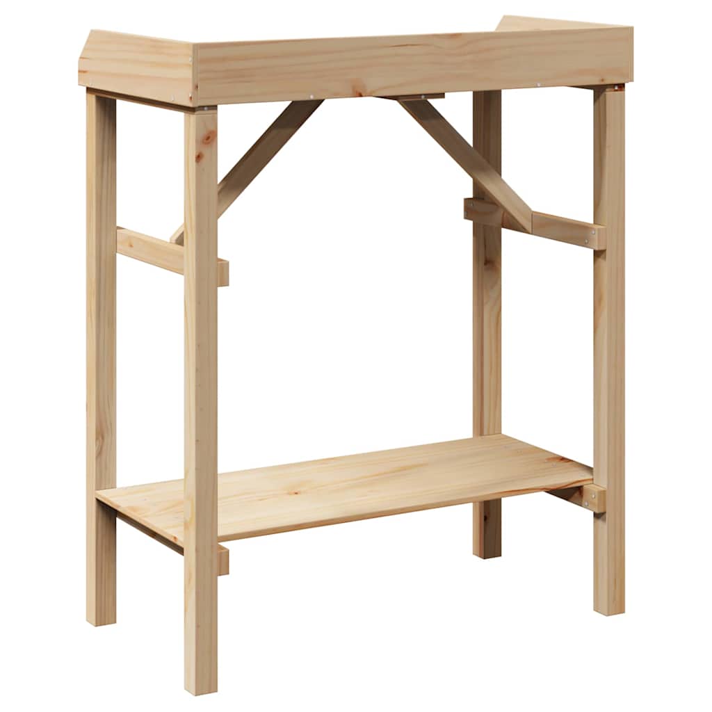 Plantebord Med Hylde Naturfarvet 75 X 40 X 90 Cm Solid Fyrretræ