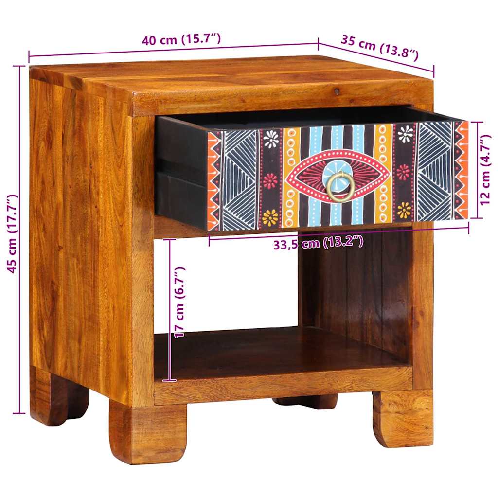 Sideboard Flerfarvet 40 X 35 X 45 Cm Massivt Akacietræ