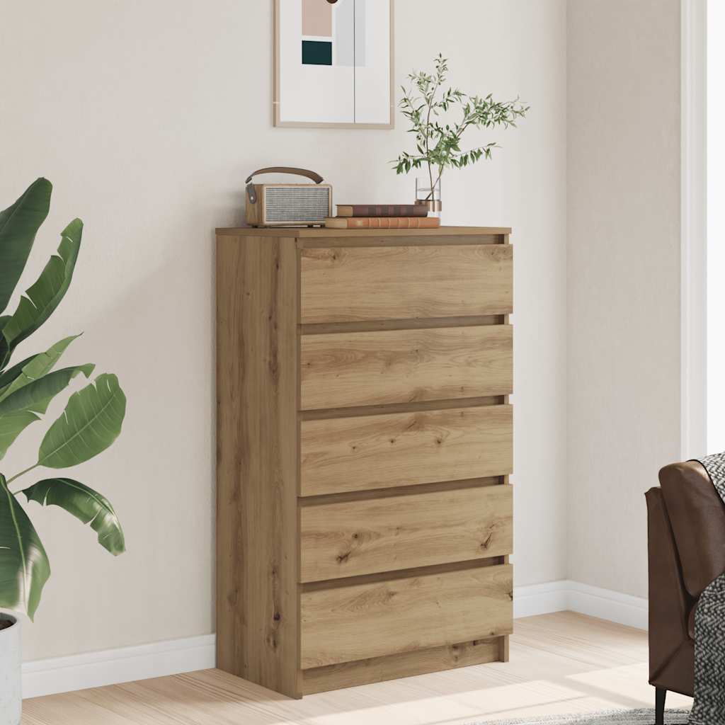 Kommode 60X36X103 Cm Konstrueret Træ Etræsfarve