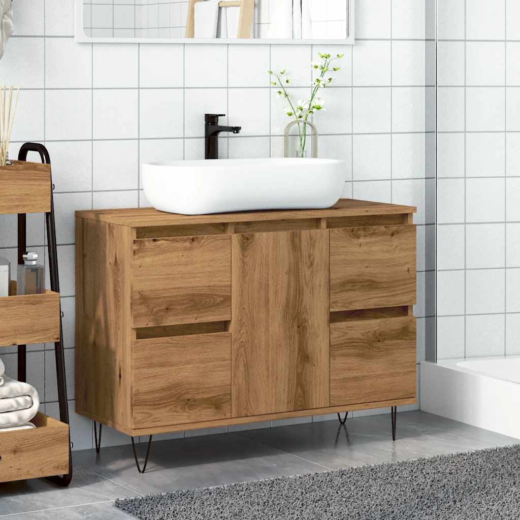 Badeværelsesskab 80X33X60 Cm Konstrueret Træ Kunsteg