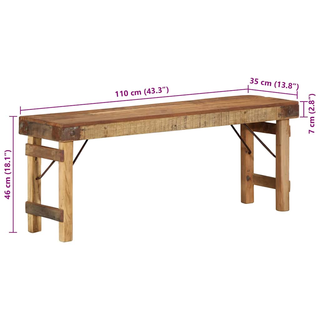 Bænk Naturfarvet 110 X 35 X 46 Cm Genbrugt Gammelt Træ