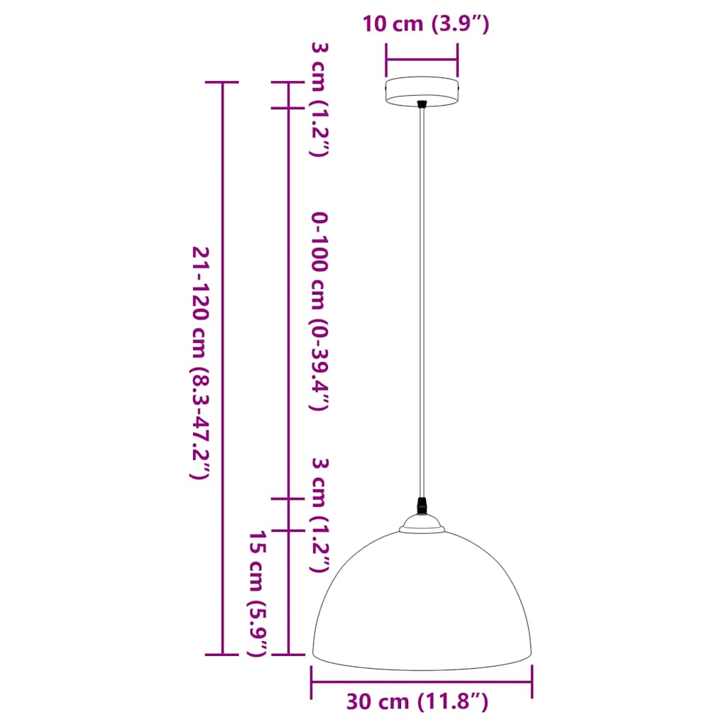 Pendellamper 2 Stk Højdejusterbar E27 Ø 30 Cm Metal