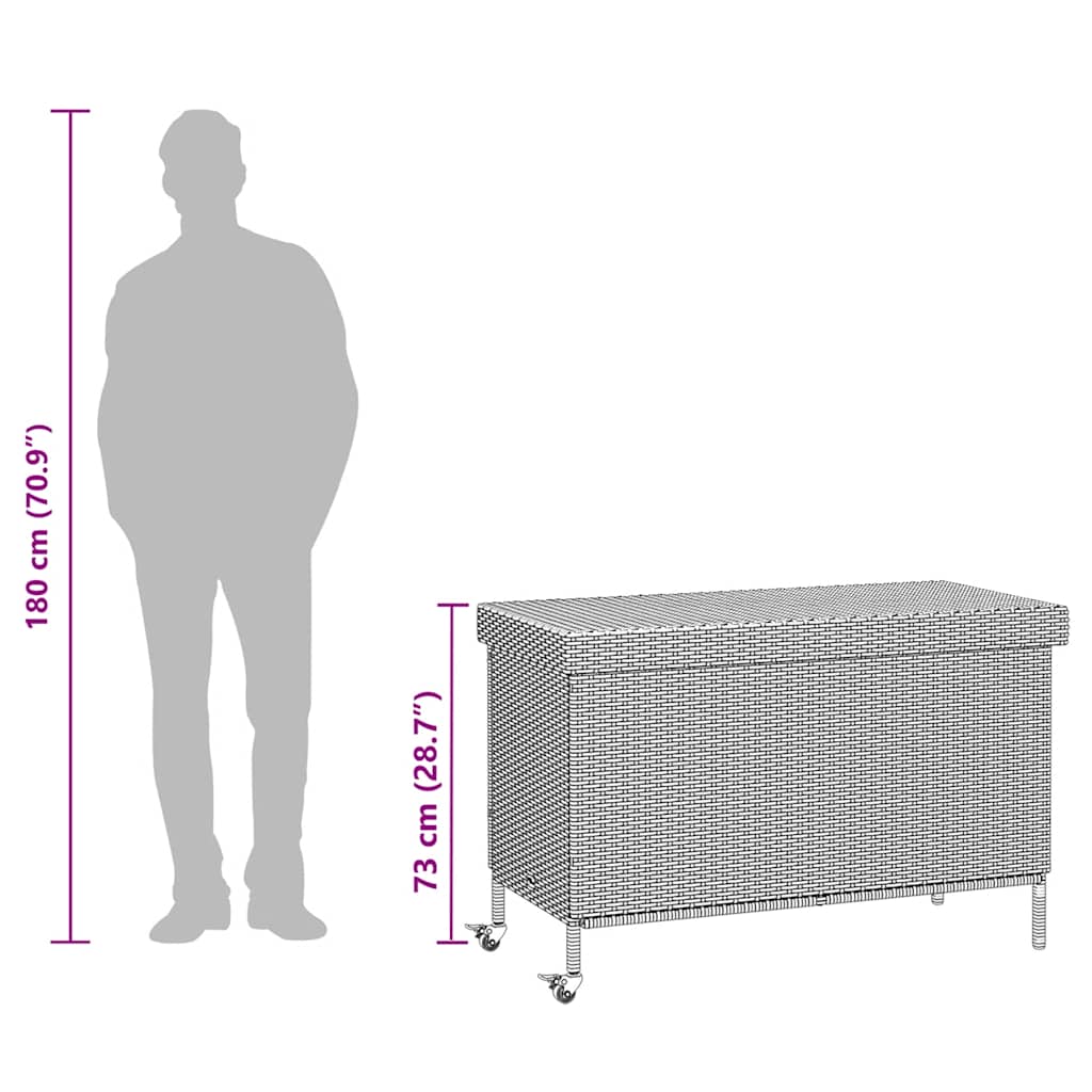 Opbevaringsboks Med Hjul Polyrattan