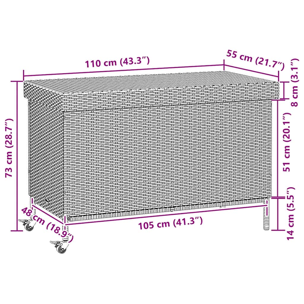 Opbevaringsboks Med Hjul Polyrattan