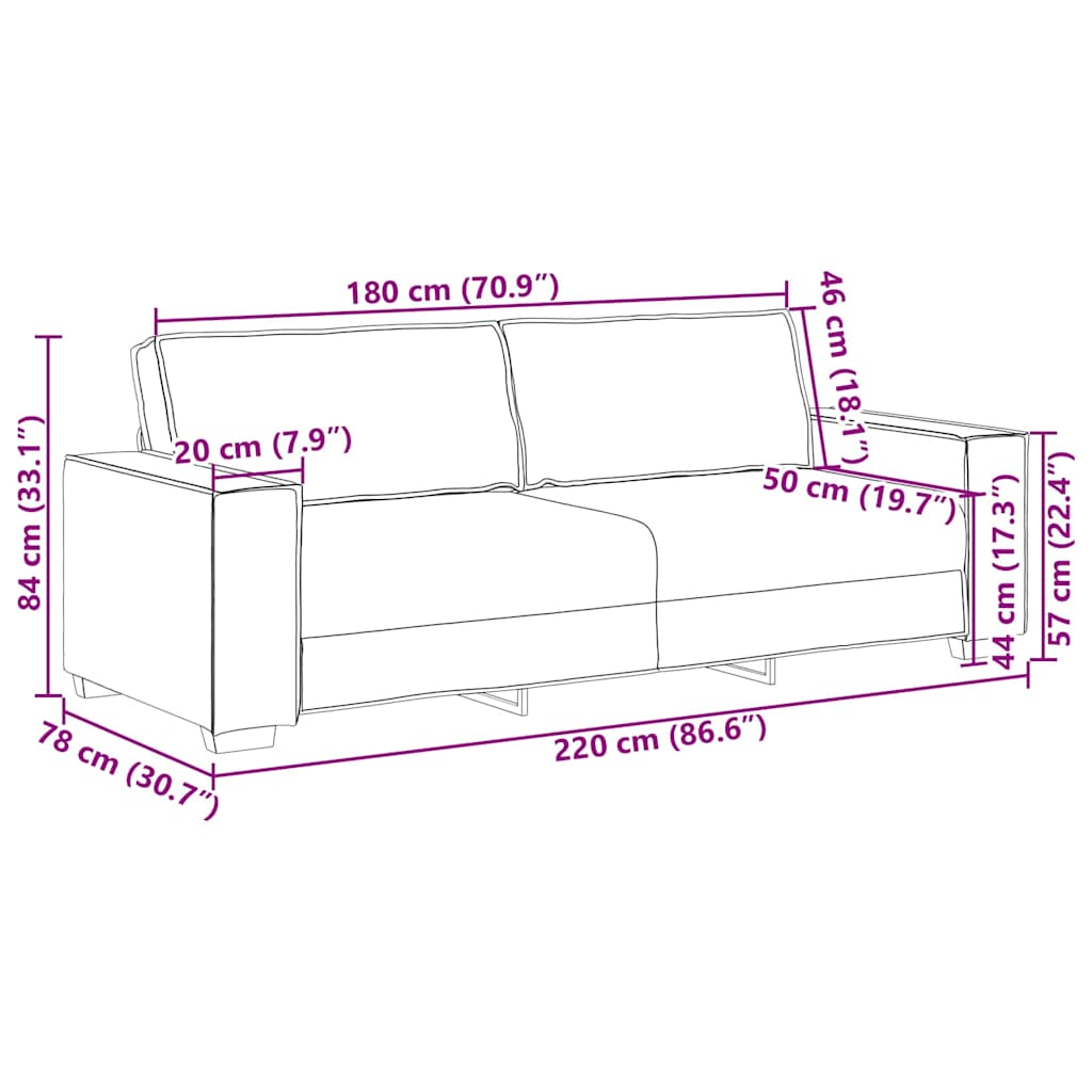 3-Personers Sofa 220 Cm Stof