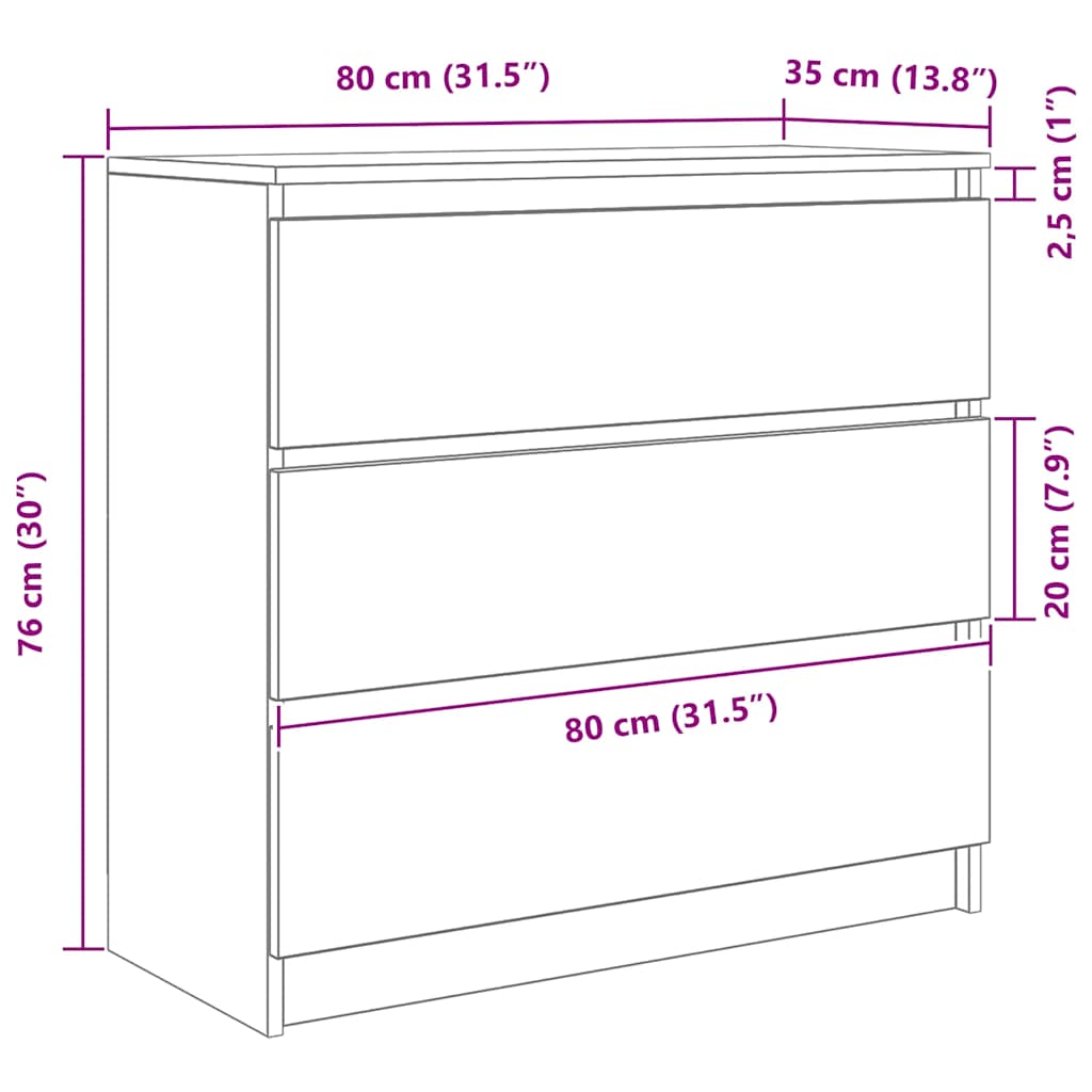 Skænk 80X35X76 Cm Konstrueret Træ Kunsteg