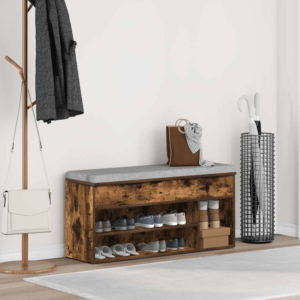 Skobænk 102X30,5X45 Cm Konstrueret Træ Etræsfarve Røget Eg