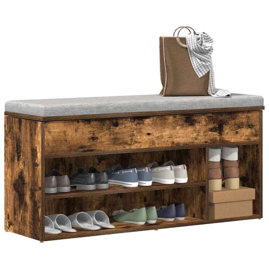 Skobænk 102X30,5X45 Cm Konstrueret Træ Etræsfarve Røget Eg
