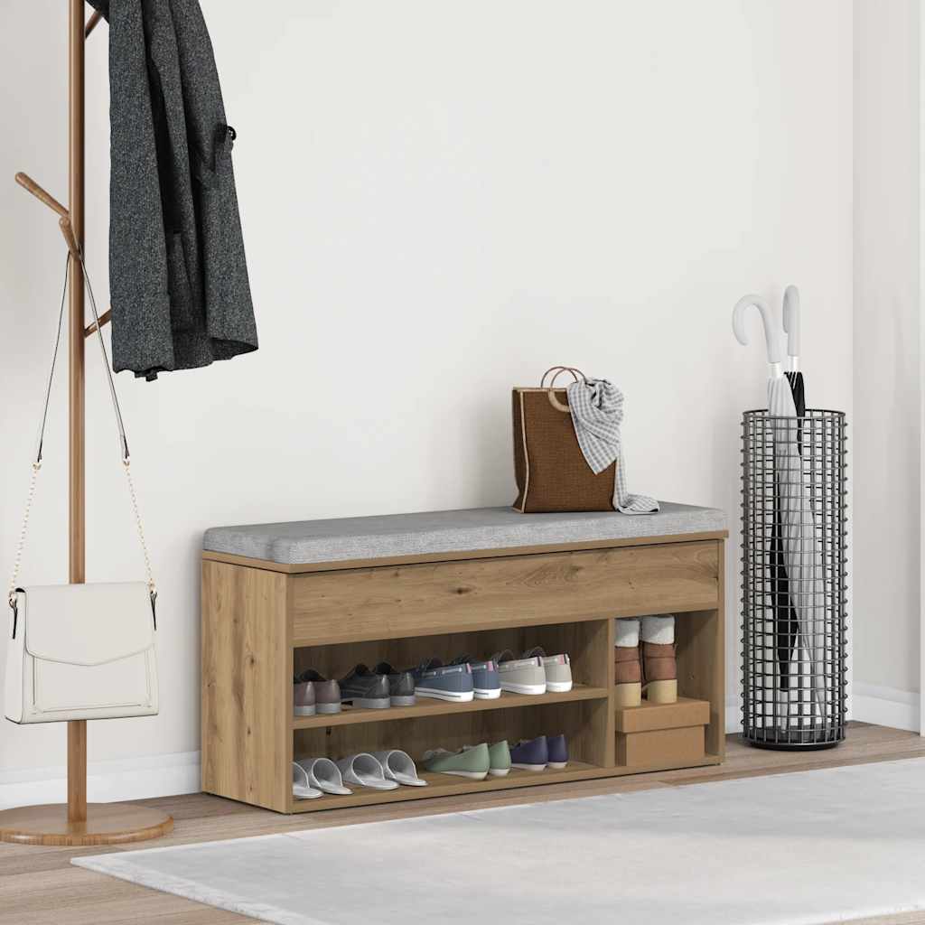 Skobænk 102X30,5X45 Cm Konstrueret Træ Kunsteg Artisan Eg