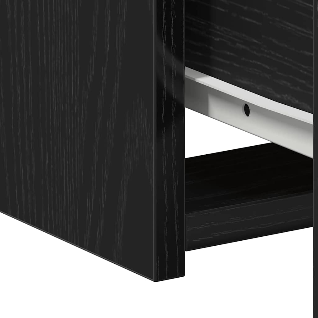 Natbord Med Skuffe Sort Eg 50 X 32 X 60Cm Konstrueret Træ