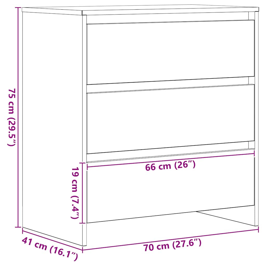 Skænk 70X41X75 Cm Konstrueret Træ Etræsfarve