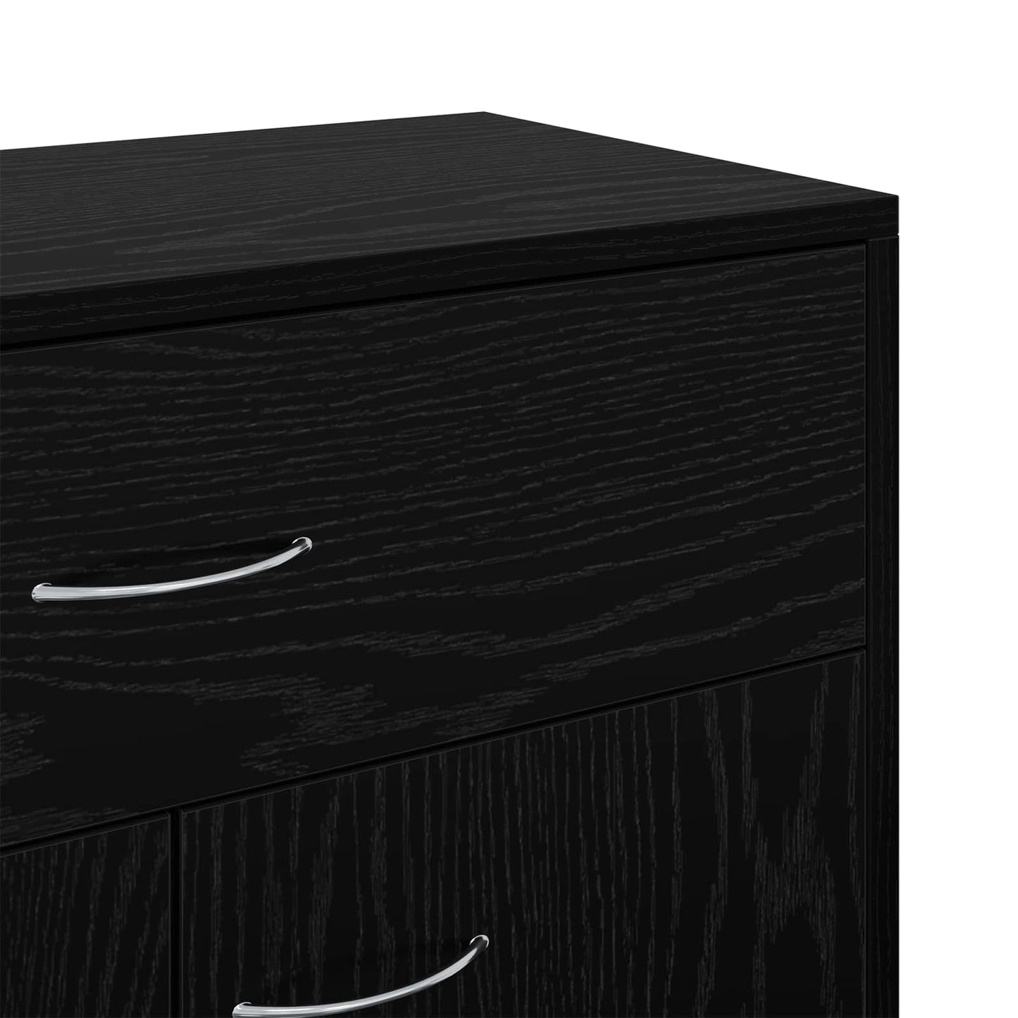 Sideboard Med Skuffe Sort Eg 60 X 30 X 75 Cm Konstrueret Træ