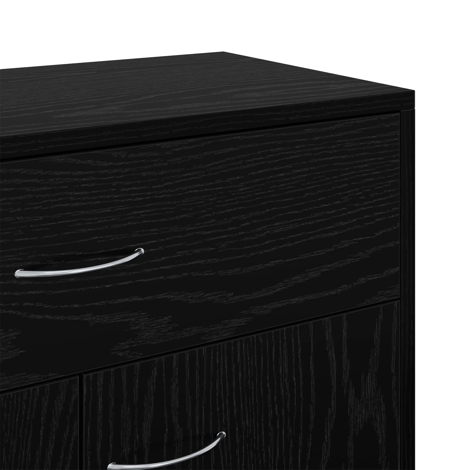 Sideboard Med Skuffe Sort Eg 60 X 30 X 75 Cm Konstrueret Træ