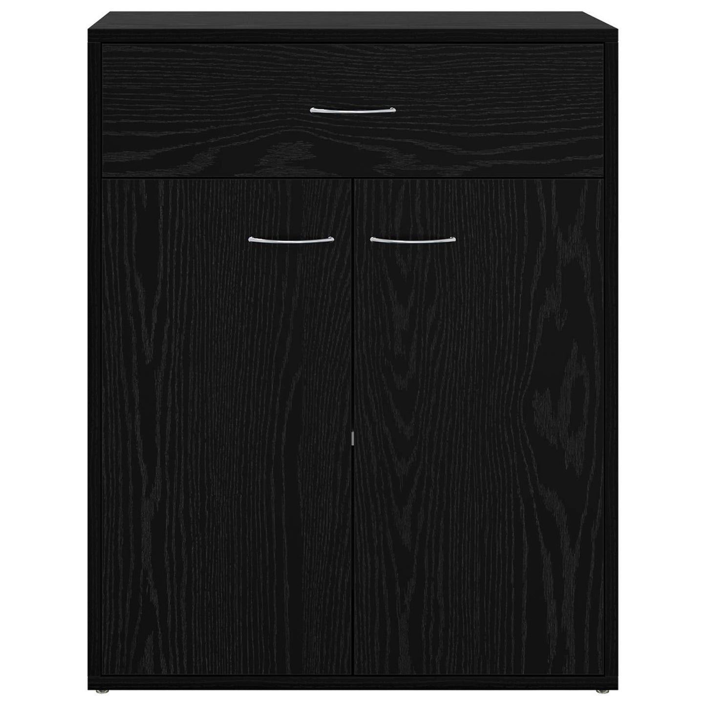 Sideboard Med Skuffe Sort Eg 60 X 30 X 75 Cm Konstrueret Træ