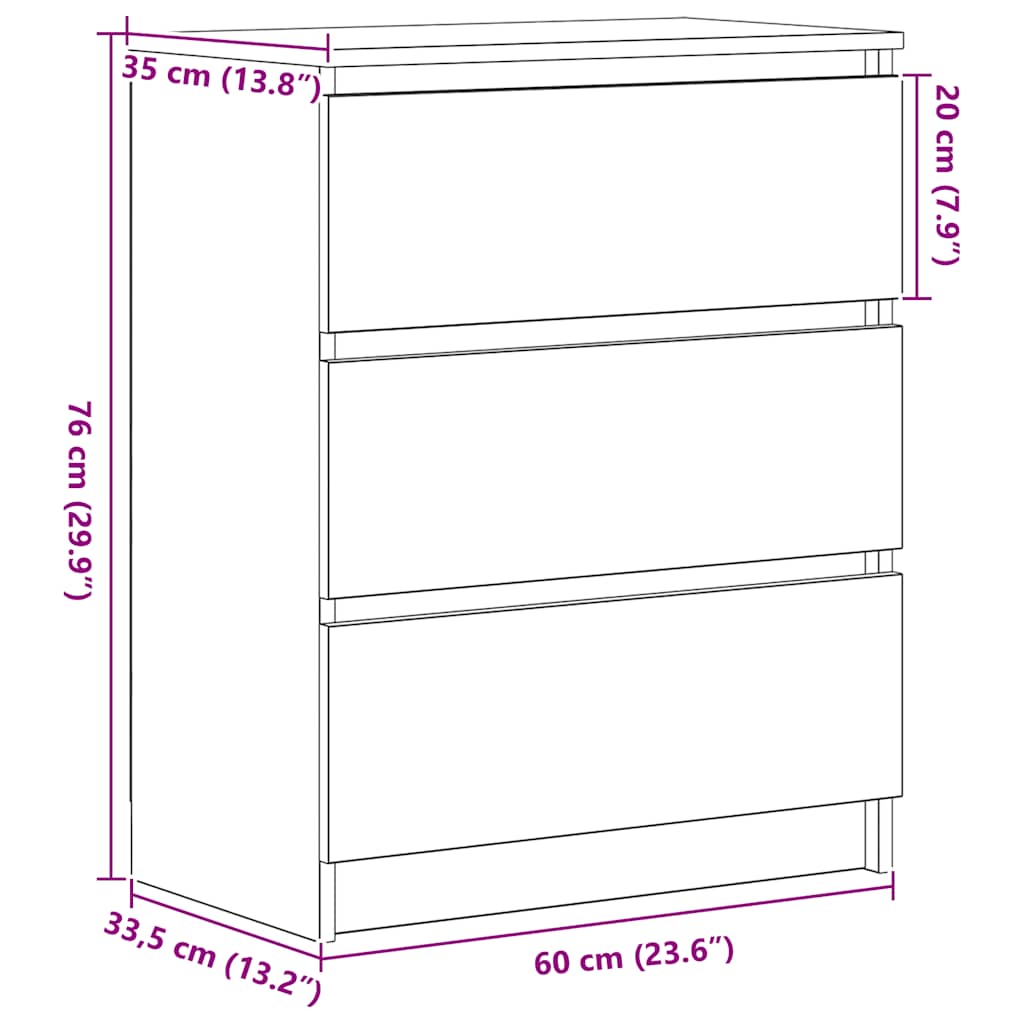 Skænk 60X35X76 Cm Konstrueret Træ Etræsfarve