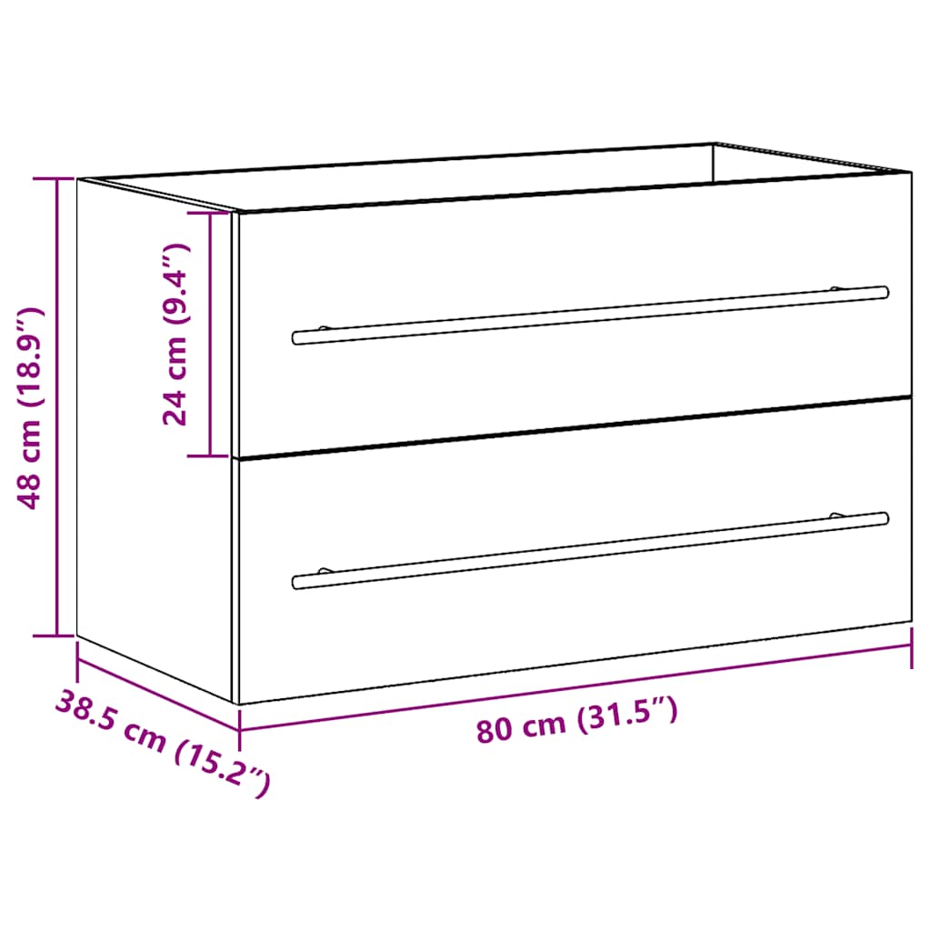 Underskab Til Håndvask 80X38,5X48 Cm Konstrueret Træ Sort-Eg Sort Eg