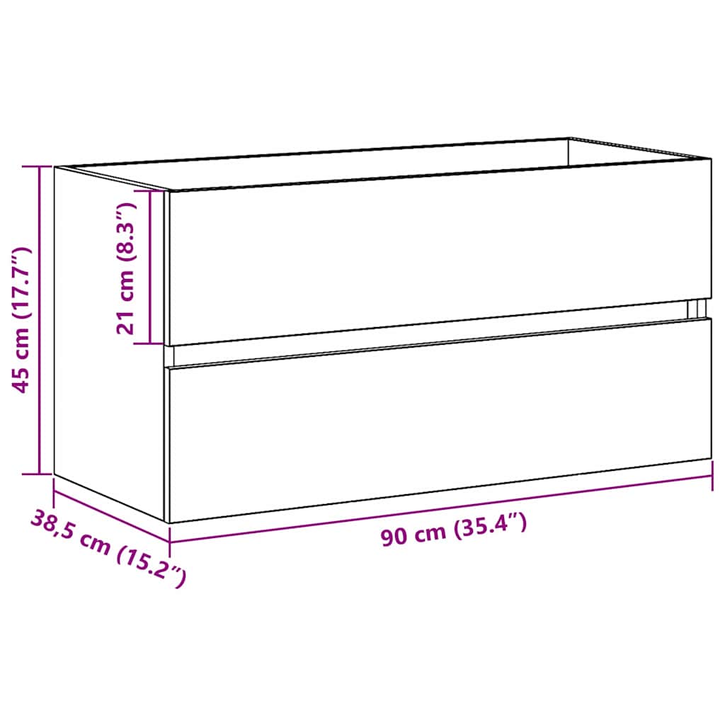 Underskab 90X38,5X45 Cm Konstrueret Træ Etræ Sort Eg