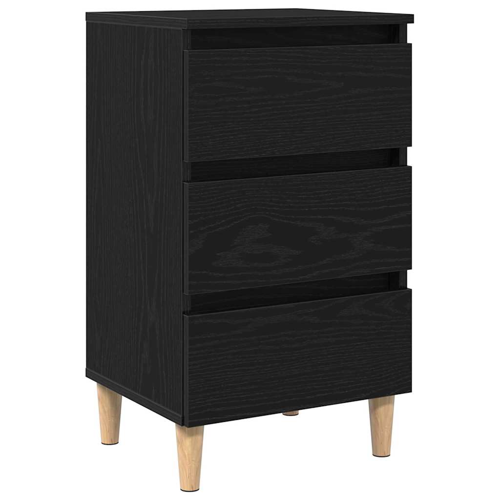 Natskab Med Skuffe Sort Eg 40 X 35 X 69 Cm Konstrueret Træ