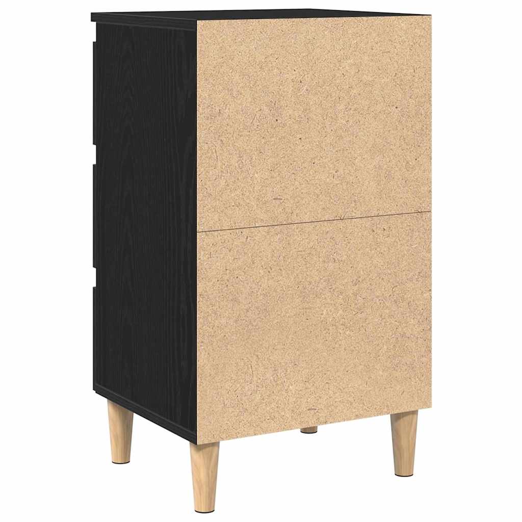 Natskab Med Skuffe Sort Eg 40 X 35 X 69 Cm Konstrueret Træ