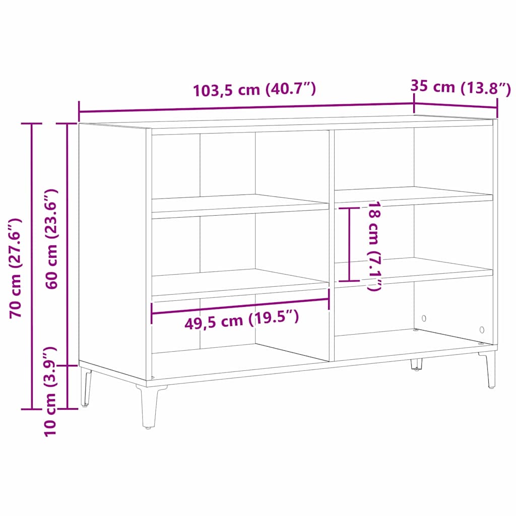 Sideboard Sort Eg 103,5 X 35 X 70 Cm Konstrueret Træ