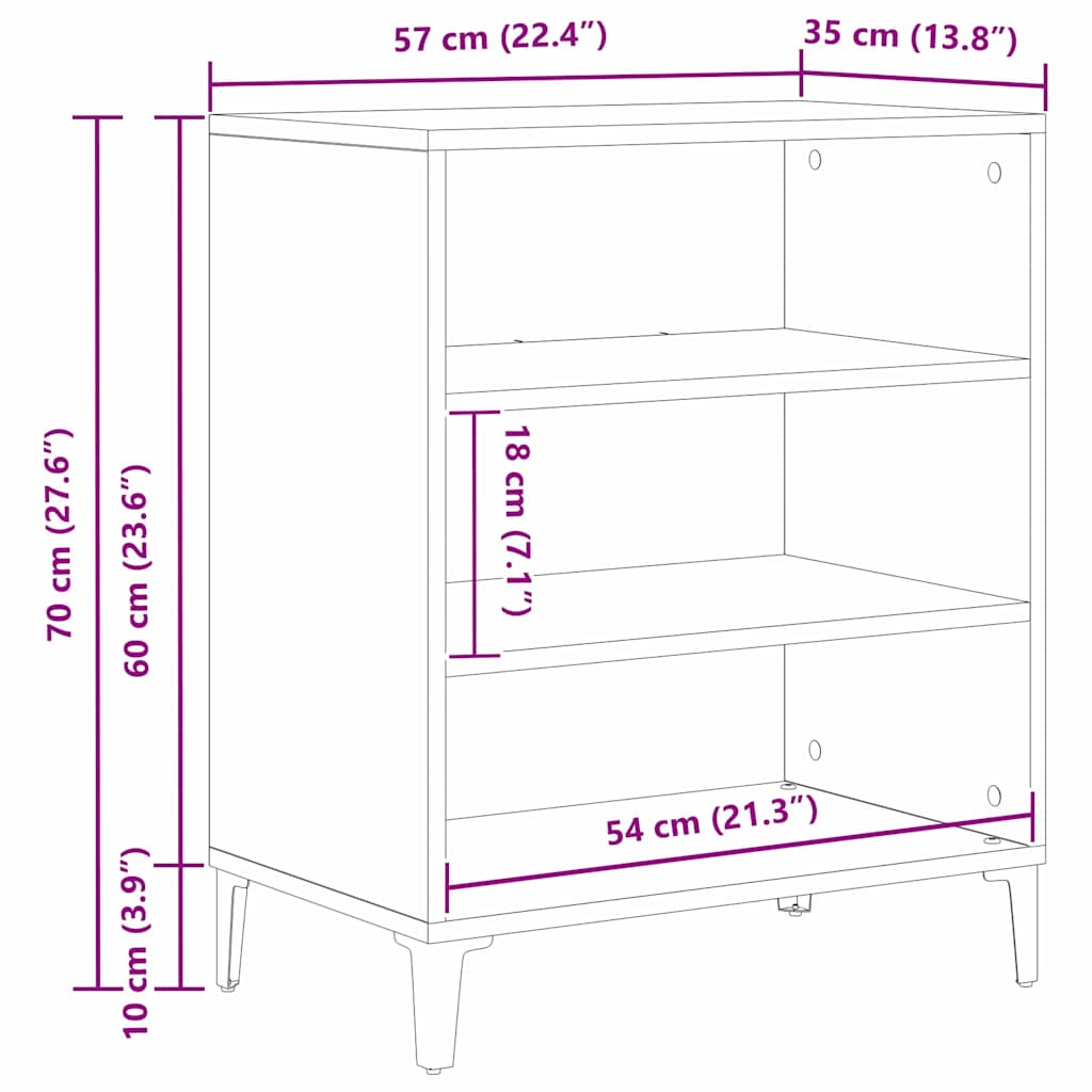 Sideboard Sort Eg 57 X 35 X 70 Cm Konstrueret Træ