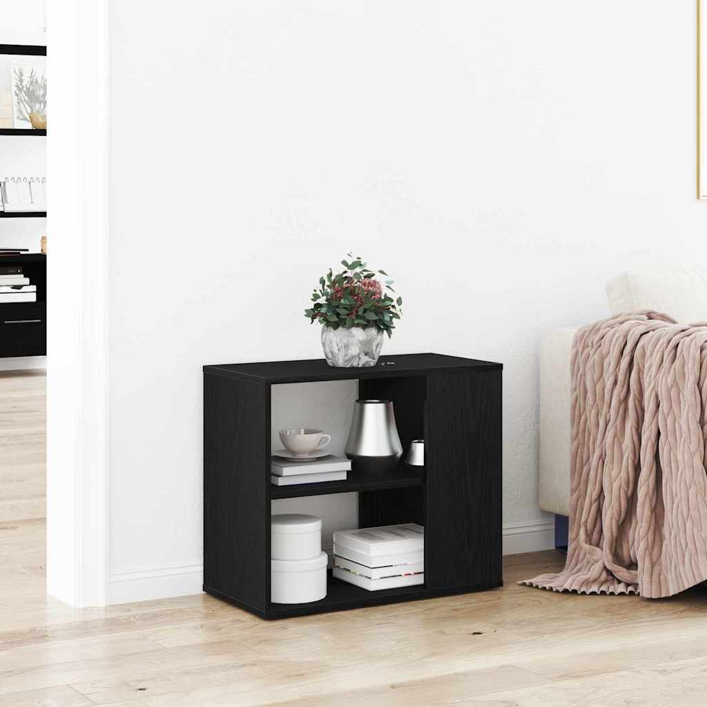 Sideboard Med Skuffe Sort Eg 60 X 30 X 50 Cm Konstrueret Træ