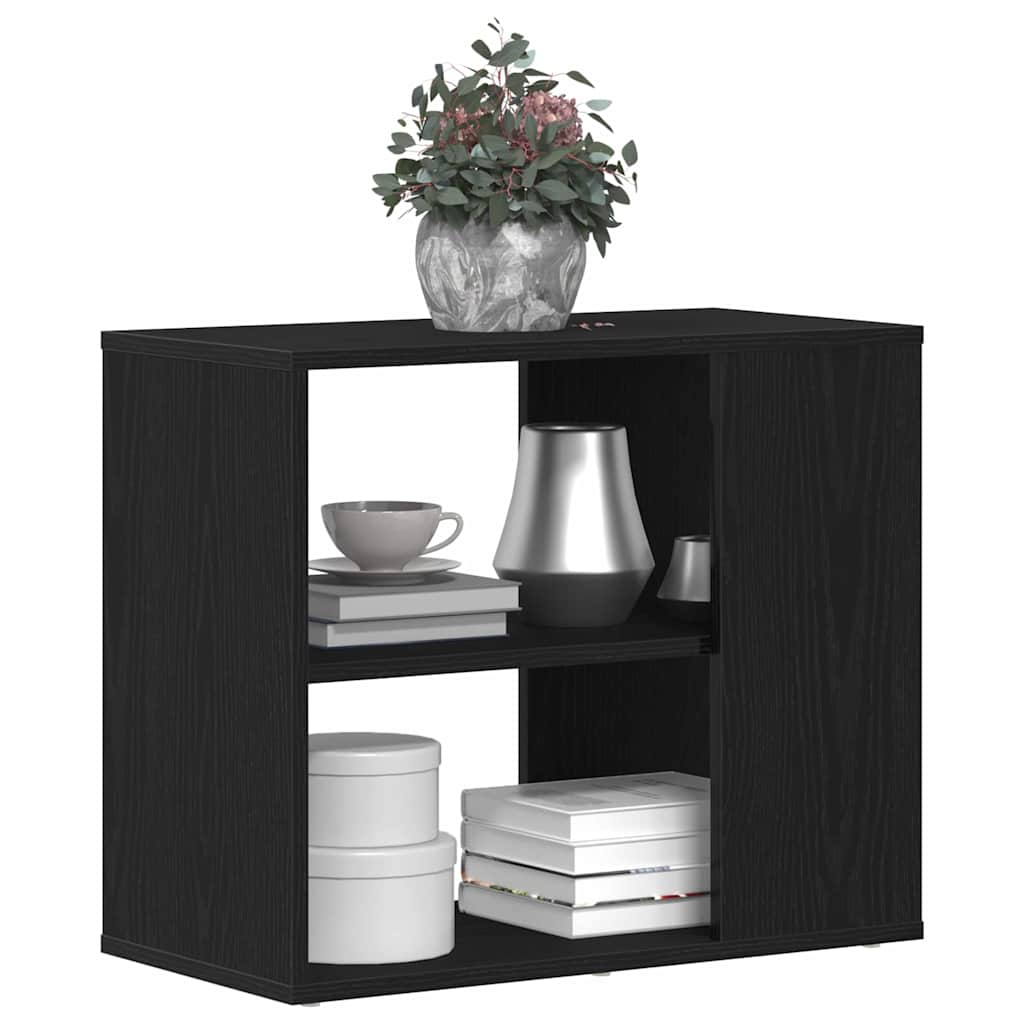 Sideboard Med Skuffe Sort Eg 60 X 30 X 50 Cm Konstrueret Træ