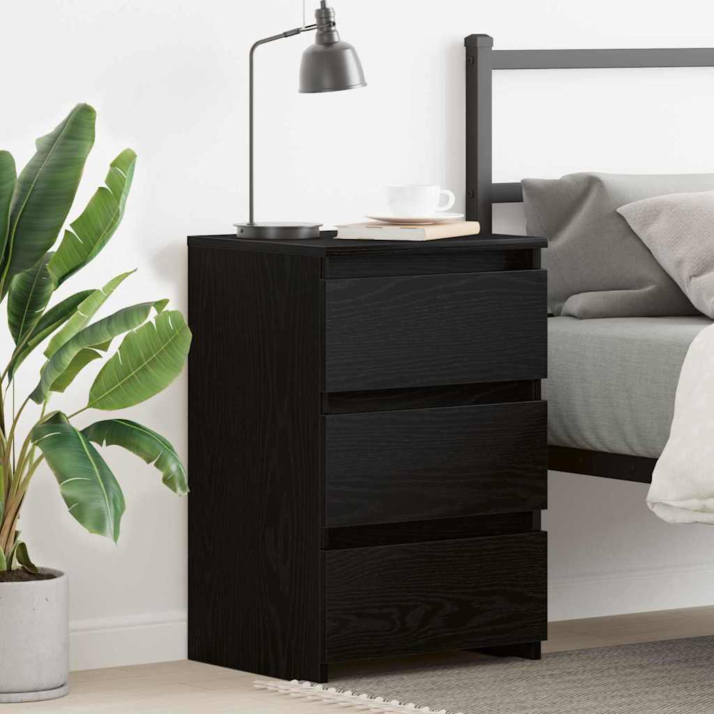 Natskab Med Skuffe Sort Eg 40 X 35 X 62,5 Cm Konstrueret Træ