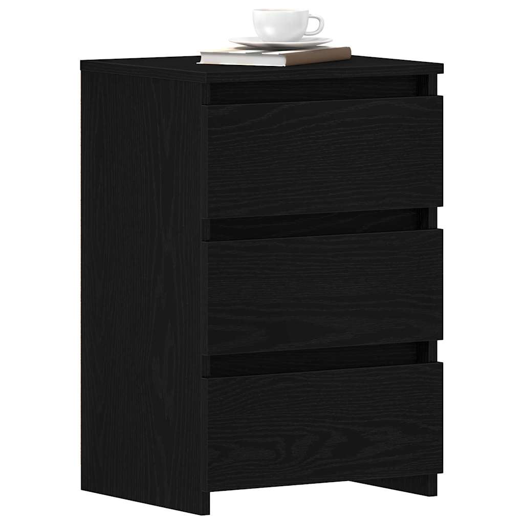 Natskab Med Skuffe Sort Eg 40 X 35 X 62,5 Cm Konstrueret Træ