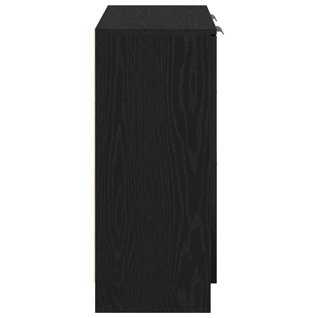 Sideboard Med Skuffe Sort Eg 60 X 30 X 70 Cm Konstrueret Træ