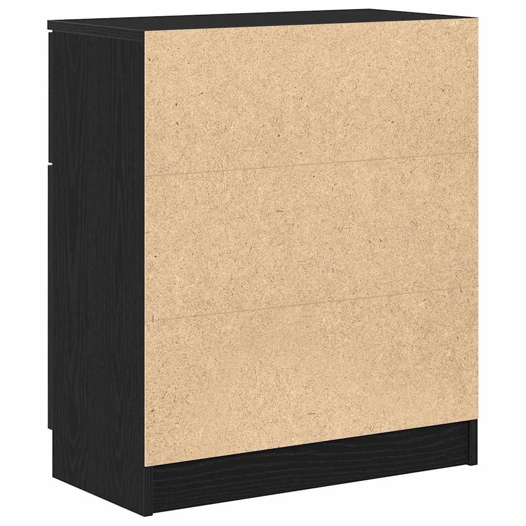 Sideboard Med Skuffe Sort Eg 60 X 30 X 70 Cm Konstrueret Træ